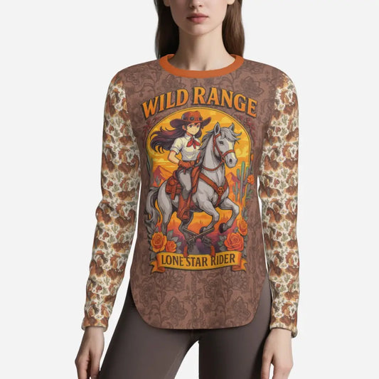 Long-sleeved graphic tee from Lone Star Rider Fantasy Pegasus Sun Shirt UPF50+ line