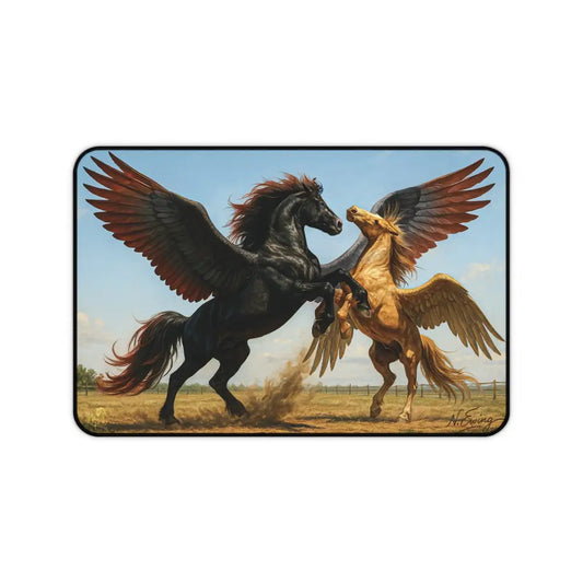 Rectangular mousepad featuring winged horses illustration, perfect for horse lovers