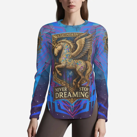 Unicorn-themed long-sleeved shirt from Never Stop Dreaming Fantasy Pegasus Sun Shirt UPF50+