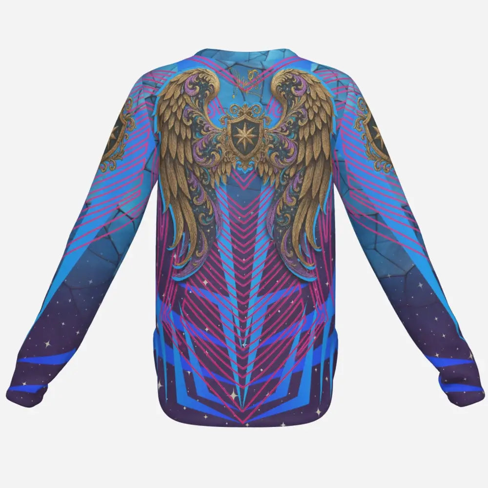 Long-sleeved graphic shirt featuring a fantasy Pegasus design from Never Stop Dreaming collection