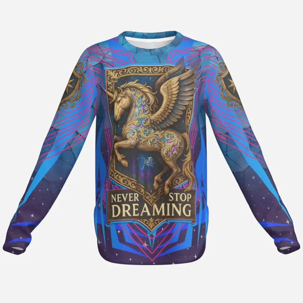 Unicorn-themed long-sleeved shirt from Never Stop Dreaming Fantasy Pegasus Sun Shirt UPF50+