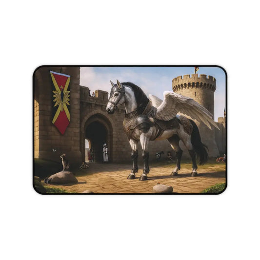Rectangular desk mat with winged horse Pegasus design for horse lovers and desk decor