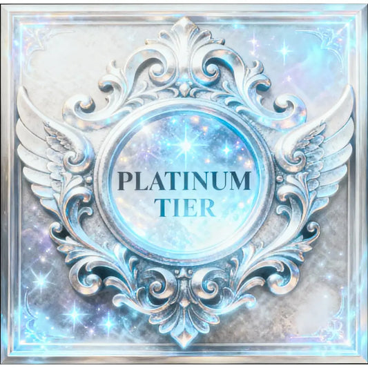 Platinum tier emblem with ornate wings and sparkling details for premium custom armor framed print with cinematic depth simulation