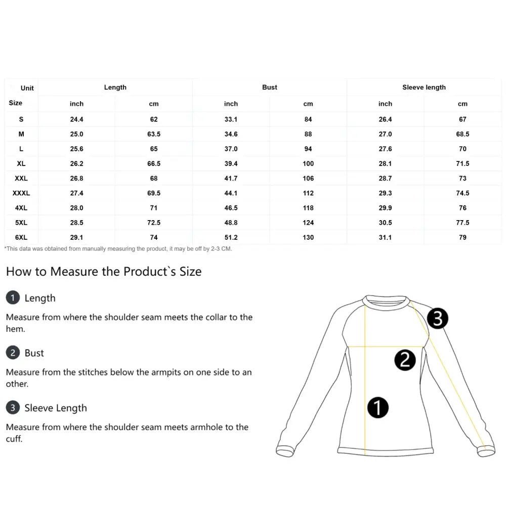 Clothing size chart with measurement guide for Riptide Radiance Fantasy Pegasus Sun Shirt UPF50+
