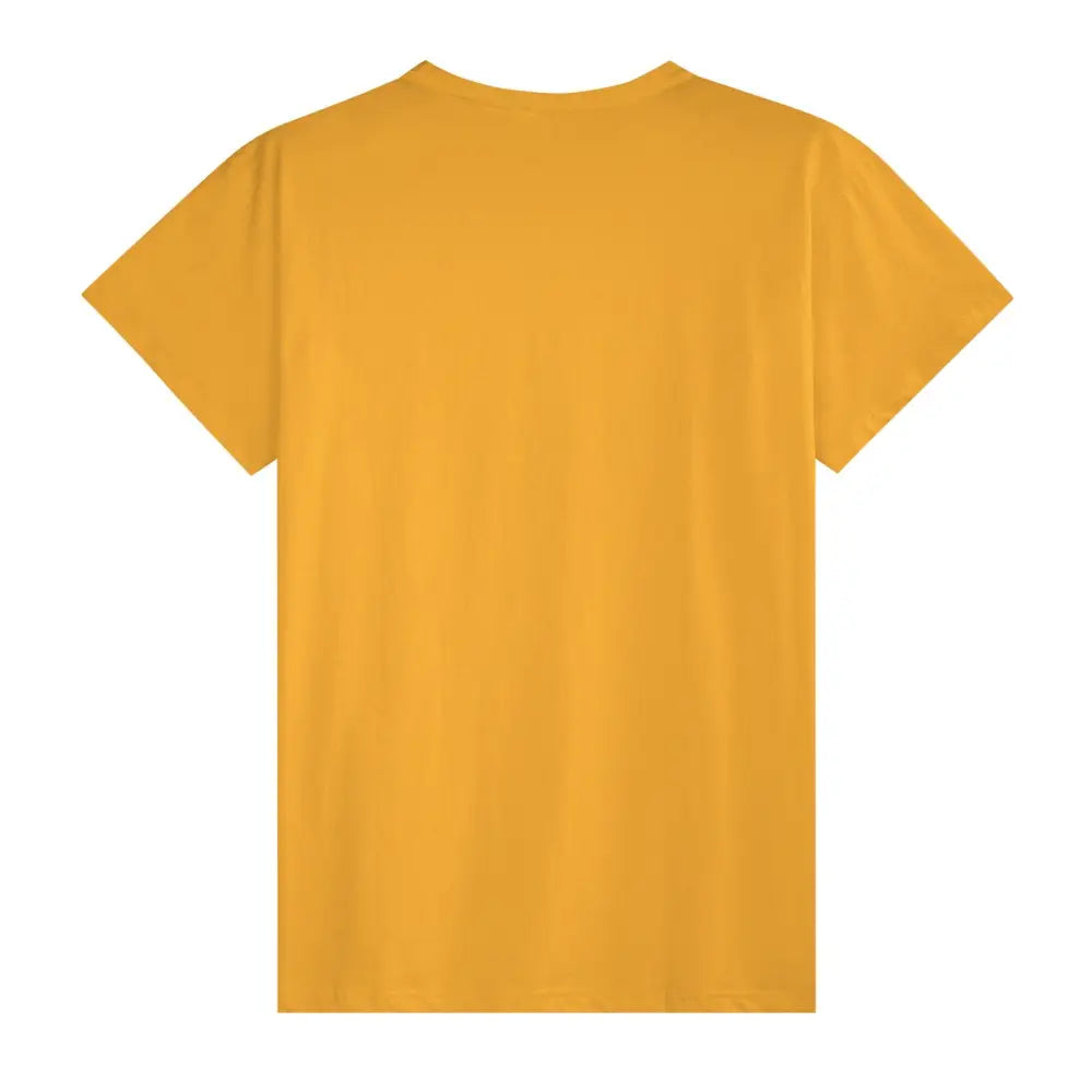 Mustard yellow unisex cotton crew neck T-shirt with short sleeves and relaxed fit