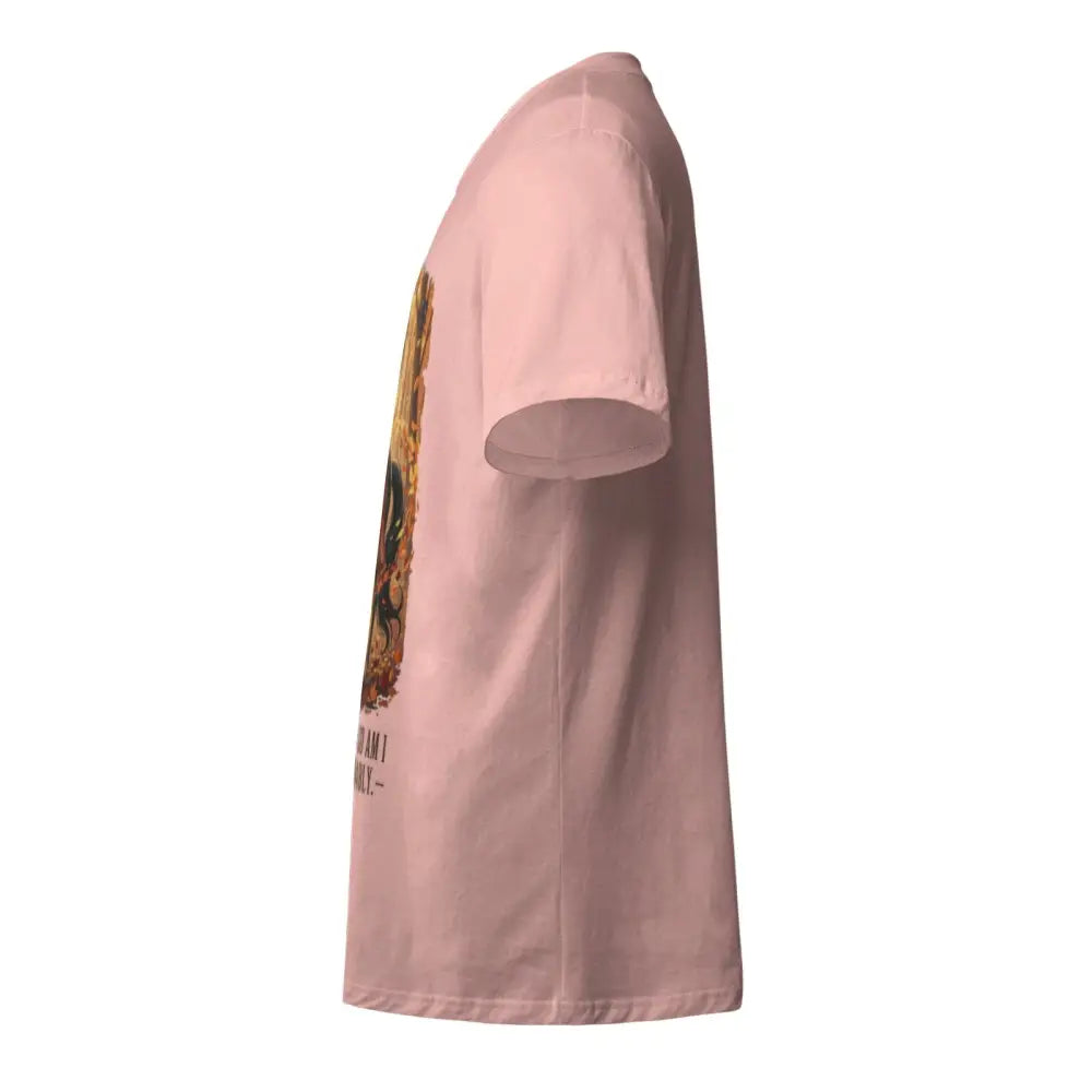 Pink cotton unisex T-shirt with graphic design and short sleeves