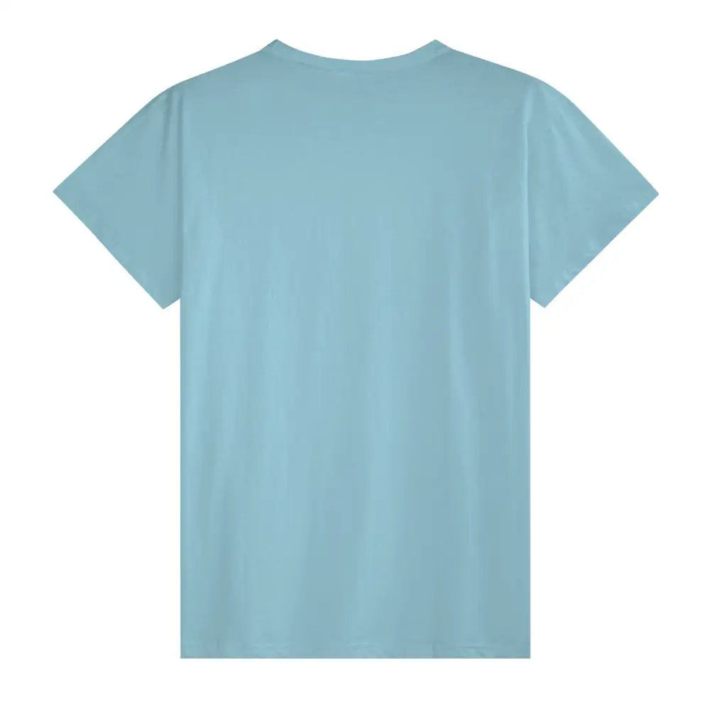 Light blue unisex cotton short sleeve t-shirt with simple design and crew neck
