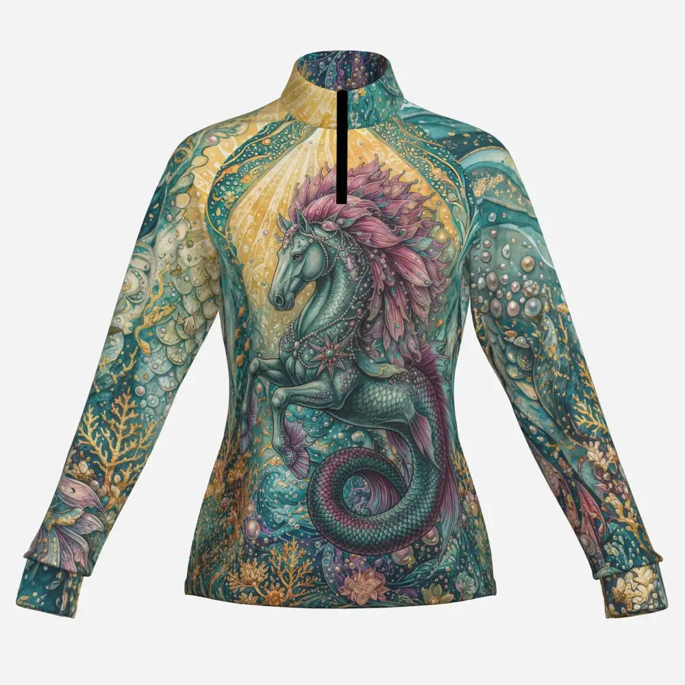 Tidewoven Reefborn long-sleeve cycling jersey with ocean reef print features wearable art inspired by reef ecosystems