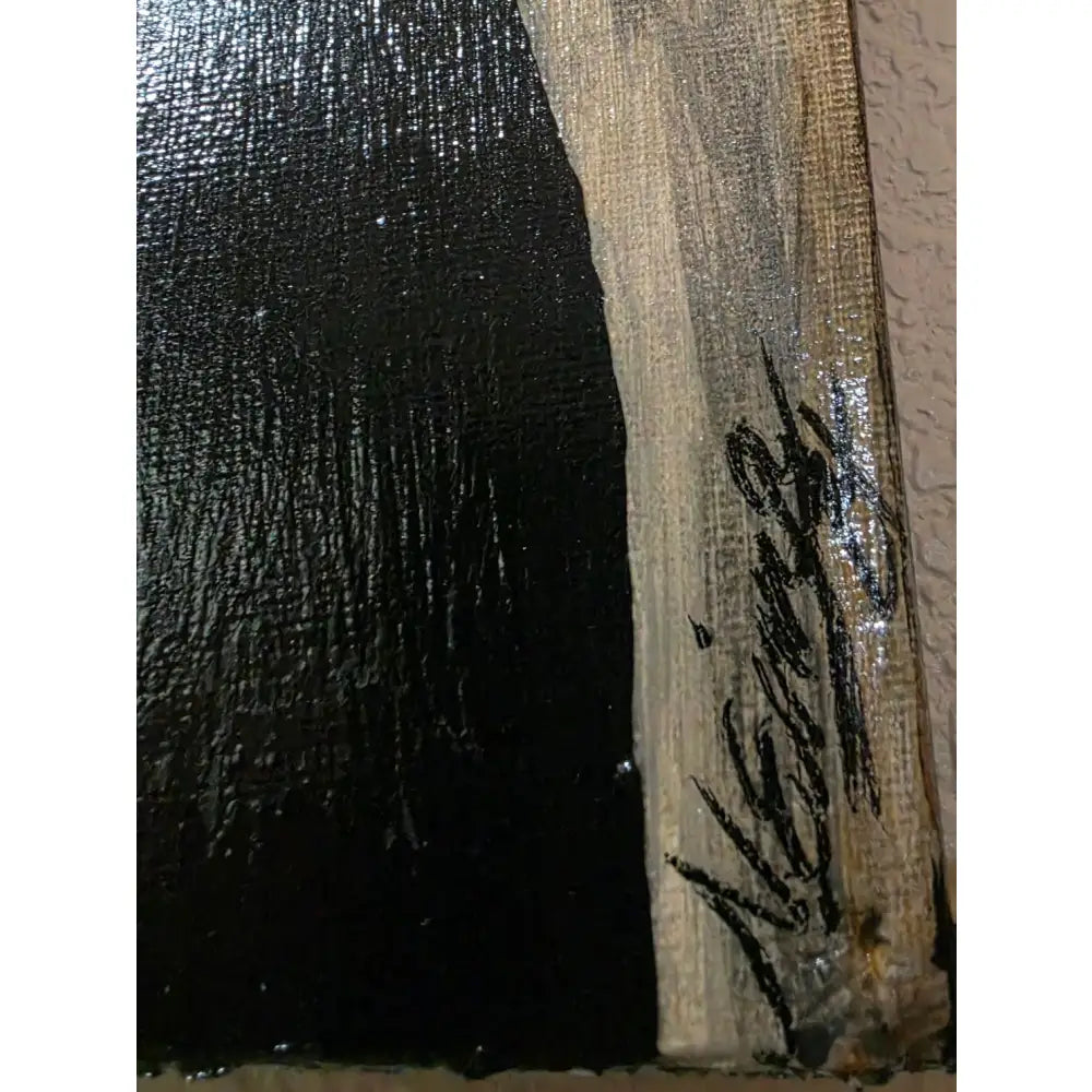 Textured canvas painting untamed grace original with bold black and metallic gold brushstrokes by nadine ewing